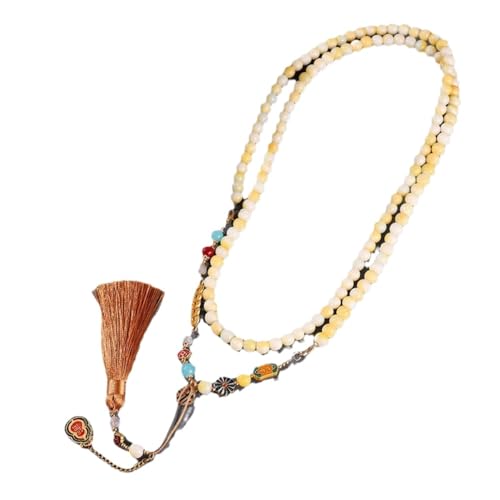 数珠 女性用 アクセサリー 新しい中国風のロングクロスボディチェーン 多用途のエスニックスタイル (A)