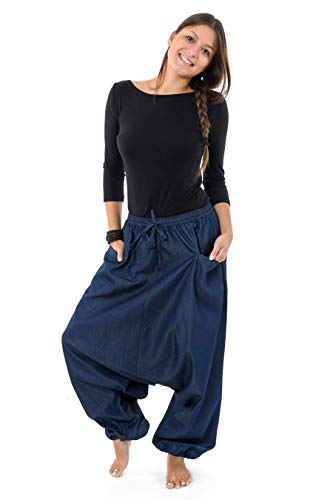 FANTAZIA Pantalon Sarouel Jean Denim Street Baba Cool Mixte Liam - Taille S au XXXL Bleu