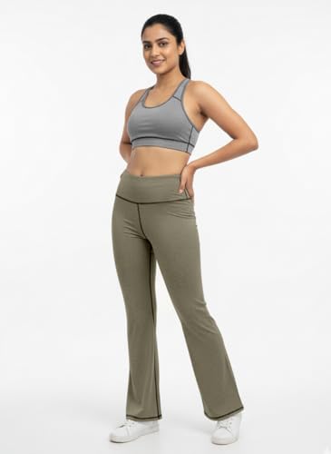 Image of Mehrang High Waist Wide Leg with Side Slit || Stretchable Tights || Highwaist Sports Fitness Activewear Yoga Pants for Women