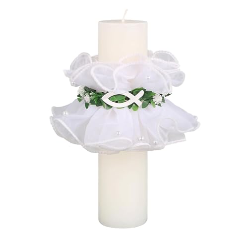 JchEnye 1 pieza de decoración de velas de bautizo y comunión, protector anti gotas, faldones de velas. Ideal para sacramentos, bodas y cumpleaños, DIY