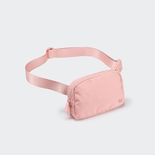 Image of Pander Two Way Zipper Fanny Pack Nylon Everywhere Belt Bag for Women, Water Repellent Waist Packs, Crossbody Bags with Adjustable Strap (Mono Pink).
