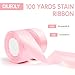 Pink Ribbon 1 1/2 inch, 100 Yards Pink Satin Ribbon for Gift Wrapping, Ribbons for Flower Bouquet, Fabric Polyester Hair Ribbons for Crafts Wedding Bow Party Decorations