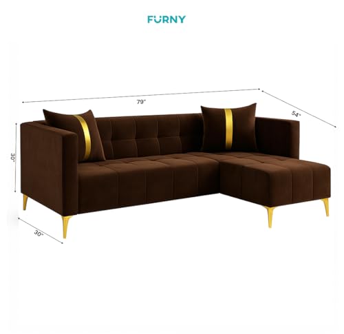 Image of FURNY Modernliving 4 Seater RHS L Shape Sofa Set (Brown)