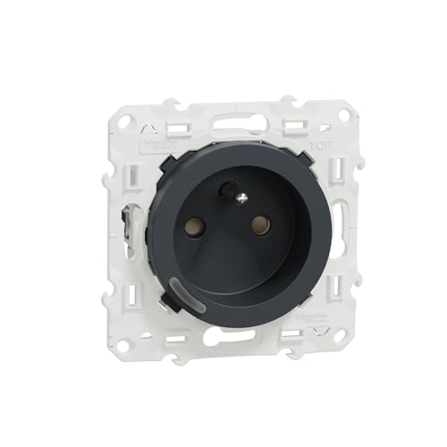 Schneider Electric - Wiser Odace - Prise 2P+T connectée - 16A - zigbee - Anthracite - S540559