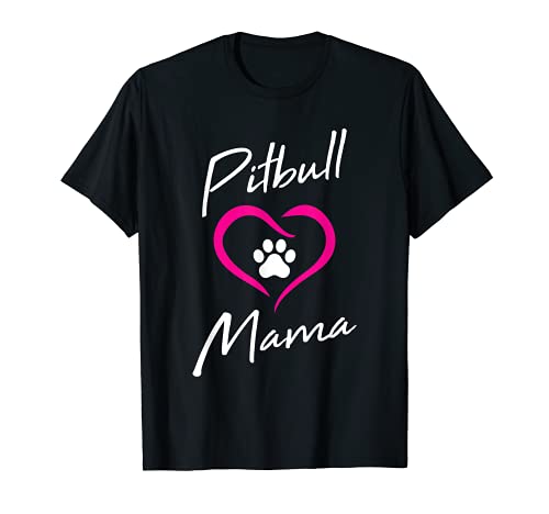 Pitbull Mama Love Dog Paw Print Cool Animal Lover Gifts T-Shirt