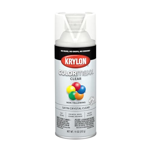 Image of Krylon K05562007 COLORmaxx Acrylic Clear Finish for Indoor /Outdoor Use, Satin Crystal Clear , 11 Ounce (Pack of 1)
