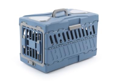 ペットキャリー 犬 キャリー 猫 キャリー 折りたたみ ペットキャリー ベーシック ハードキャリー 両開け扉 収納便利 小型犬・猫用まで対応 お出かけ用品 クレート (ブルー,S)