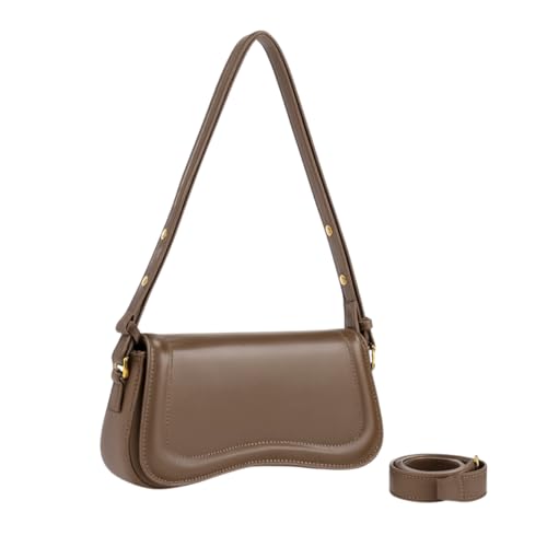 Bolsa Bag Transversal Baguete Feminina Alça Mão Tiracolo Couro Pu Moderna QUBCCUM (Café)