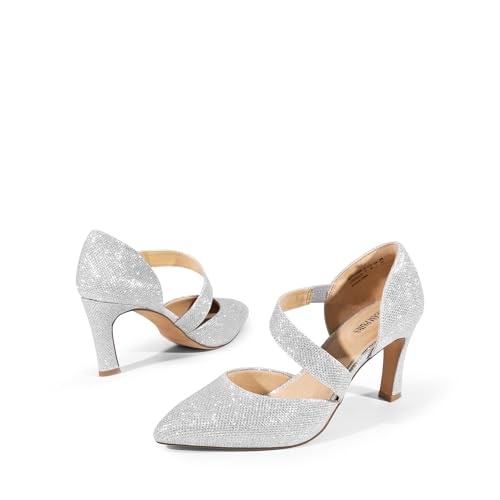 DREAM PAIRS Women's High Heels Comfortable Work Pumps,Silver-Glitter,7 - image 5