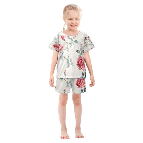 senya Short Sleeve Pajamas Sets Summer Cotton Sleepwear Watercolour Rose3