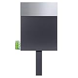 MOCAVI SBox 510 Stand-Postkasten freistehend mit Zeitungsfach edelstahl anthrazit Standbriefkasten zum Einbetonieren