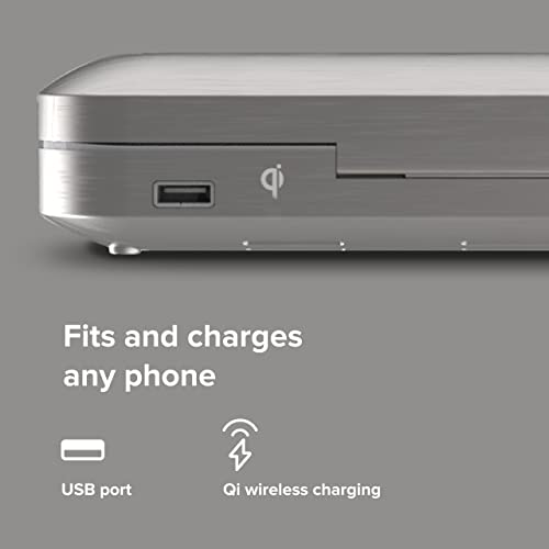 PhoneSoap Wireless UV Phone Sanitizer & Universal Phone Charger Box with Qi Charging | Patented & Clinically Proven 360-Degree UV-C Light Sanitizer | Disinfects and Charges All Phones (Gunmetal Grey) - Image 5