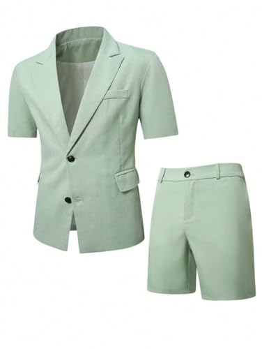 Casual Mens Short Suit Regular Fit 2 Piece Short Suits for Men Summer 2 Button Shorts Set Peak Lapel Tuxedo for Party2
