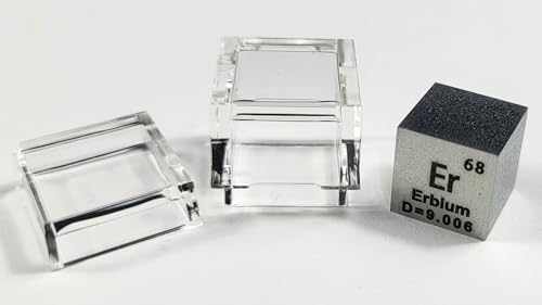 Image of 0.39 inch 10mm Erbium Metal Cube Er up to 99.9% Pure Periodic Table Element Engraved Density Collection Science Education Display Block Cube + Acrylic Case Box - 1PC