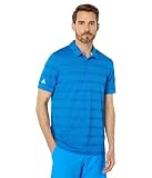 adidas Golf Men's Standard Two-Color Stripe Polo Shirt, Blue Rush/Semi Mint Rush, Medium