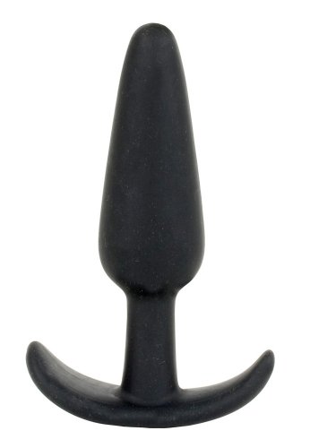 Doc Johnson Mood - Naughty 1 - Silicone Anal Plug - Small - 3.3 in. Long and 0.8 in. Wide - Tapered Base for Comfort Between The Cheeks - Small - Black