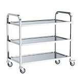ORTOSUD Carrello Portavivande Carrello di Servizio Carrello 3 Ripiani Acciaio Inox,181 Kg ...
