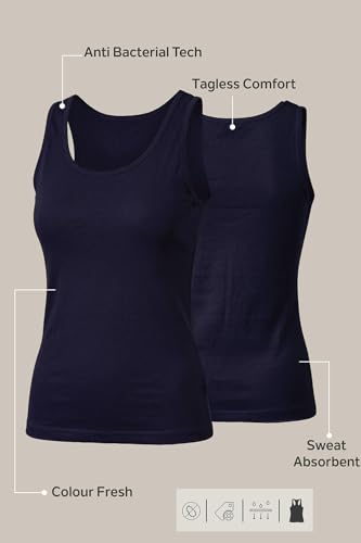 Image of Van Heusen Women's 100% Cotton Tank Top | Super Combed Cotton | Breathable Fabric | Anti-Bacterial Tech | Color Fresh Technology | Keeps You Fresh | Sweat Absorbent | Everyday Comfort | Style 11201 | Available in Pack of 1 & 2