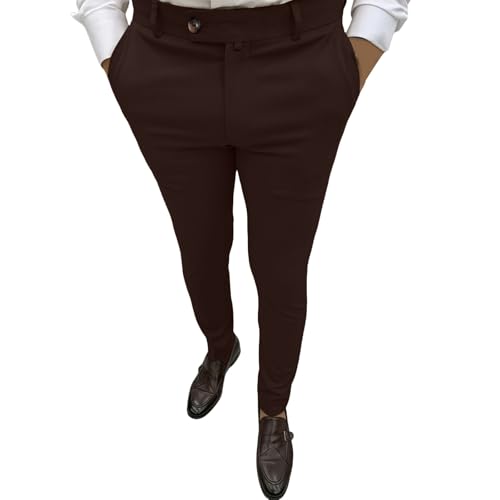Pantalon de costume homme chino stretch ajusté respirant et confortable en couleur unie