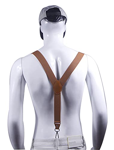 Image of Mens Suspenders with 3 Swivel Hooks Belt Loops 1.4 Inch Wide Heavy Duty Adjustable Braces