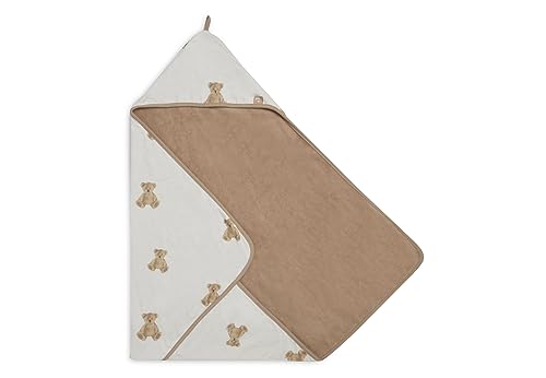 Serviette à capuche Jollein blanc éponge pour éviter les frissons de bébé après le bain