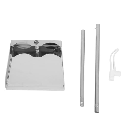 Amosfun No se inclina sobre la pala de basura solo recogedor de pie Limpiador de polvo para el hogar recogedor con mango largo pequeño recogedor de metal Acero inoxidable Plata