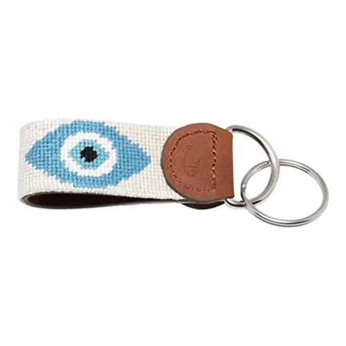 Image of Leather Hand-Stitched Needlepoint Key Fob or Key Chain