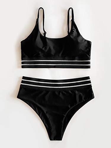 SOLY-HUX-Damen-Bikini-Set-mit-Mesh-2-Teile-Bademode-Badeanzug-Strandmode-Hohe-Taille-Bikinis