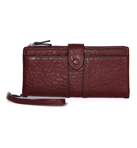 Women Vegan Leather Wristlet Wallet Clutch. Large capacity 20 Credit Card Holder 2 ID Photo window Coin Purse (Burgundy)