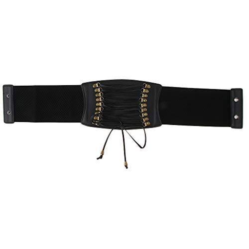 Fityle Mulheres Retro Steampunk Cinto De Couro Cincher Waspie Espartilho Elástico Largo