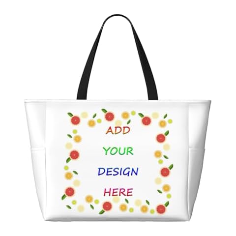 Mivnue Custom Beach Tote Bags for Women Ladies Large Zipper Pool Gym Tote Carry On Bag With Pockets for Weekender Travel Cover