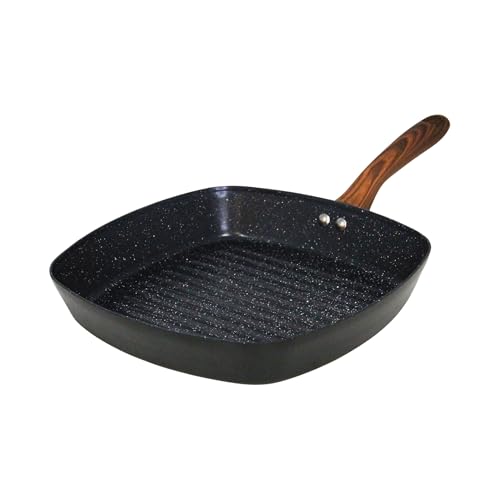 IMUSA 11-Inch PFAS Free Ceramic NonStick Grill Pan, Aluminum Griddle Pan with Cool-Touch WoodLook...