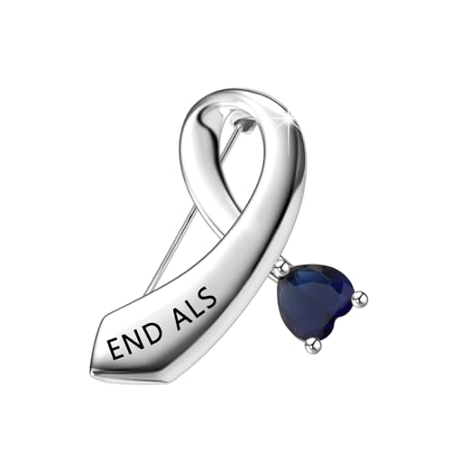 CENWA END ALS Awareness Blue Ribbon Brooch Pin Blue Awareness Ribbon Survivor Gift