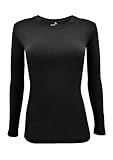 Natural Uniforms Women's Under Scrub Tee Crew Neck Long Sleeve T-Shirt (Black, Small)