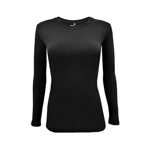 Natural Uniforms Women's Under Scrub Tee Crew Neck Long Sleeve T-Shirt (Black, X-Large)