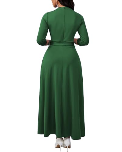 Image of BubFee Maxi Dresses for Women Semi Formal Long Dress 3 /4 Sleeve Casual A-line Church Dresses with Pockets