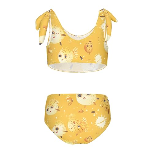 KLL Cute Cartoon Puffer Fishs Girl 2 Piece Bikini Sets Quick-Dry Beach Bathing Suit Bathing Suit2
