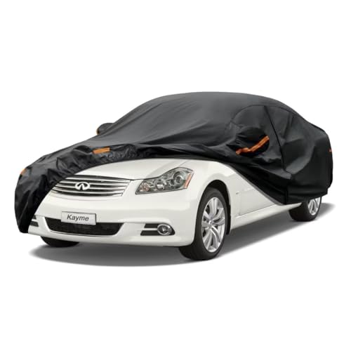 Kayme Sedan Car Cover Fit for Infiniti M35 M37 (2006-2010) Automobiles All Weather Waterproof, Outdoor Cover Sun Rain Protection, with Lock and Zipper