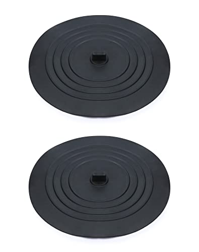 QWORK® 2 Unidades Tapón de Silicona Desagüe, Tapa desague Ducha, Tapones de Fregadero, 15 cm, para Fregadero de Cocina, Bañera, Negro