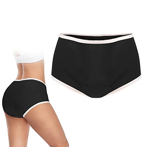 CARER BEAUTY Pantalones de Incontinencia para Mujer, bragas incontinencia mujer con Almohadilla, Reutilizables, Suave/Súper Absorbente para Pacientes con Incontinencia leve y Cirugía Nero-XXL