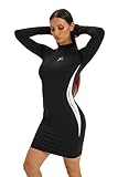 4 of-ten Women's Skinny Sports Dress Zip Up Workout Dress with Thumbhole Design Long Sleeve Athletic