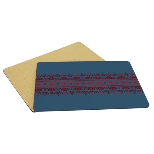 Napperons bleu style broderie pixel lot de 4 sets de table en liège - 5
