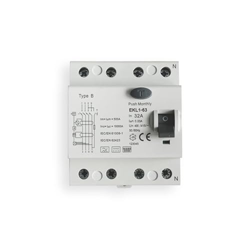 Disjoncteur différentiel Type B 4 pôles 63A pour protection de charge triphasée