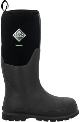 MUCK Chore Classic Men's Steel Toe Boot – Black Work Boot Size 10