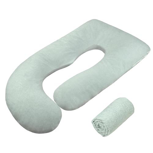 Pregnancy Pillow Cover J Shaped(ONLY Pillowcase), Super Soft Pillowcase Replacement Cover for Maternity Pillow, with Large Sized Zipper, Fits 55/58 Inch Pregnant Pillow, Grey