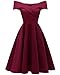 Produktbild Viloree 50s Rockabilly Damen Kleid Baumwolle Schulterfrei Swing Party festlich Wein S