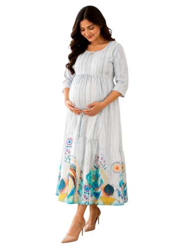 Image of RITIJYA Feeding Kurta for Women with Zip | Maternity Kurti for Nursing Mothers | Concealed Zipper, Extra Pleats Pre to Post Pregnancy | Quick-Dry Comfort Fabric | S-4XL