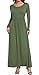 HAOMEILI Women's Long Sleeve Loose Plain Long Maxi Casual Dresses with Pockets S Army Green