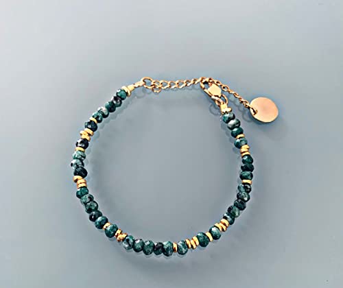 Clovers Bracelet Femme en Jade Vert et Perles Dorées – Bijou Artisanal Porte-Bonheur – Cadeau Élégant Fait Main – vue 4