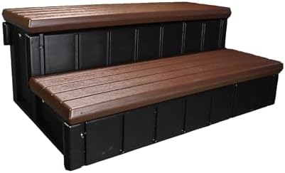Confer Plastics Two Tier 36" Wide Deluxe Hot Tub Step. Non-Skid Spa Steps, Easy Installation, Sturdy, Long Lasting Upgrade to Your Space. Proudly Made in USA. - Espresso